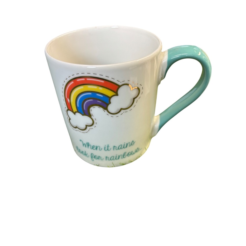 Rainbow &‎ Stars Coffee Mug Cup "when its dark look for stars"